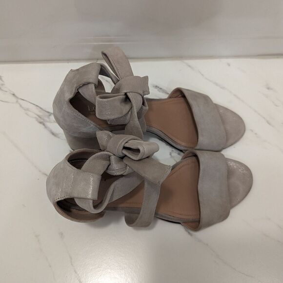 Lewit Beige Gold Silver Shimmer Glimmer Chunky Heel Ankle Bow 38 Made in Italy - Picture 5 of 13